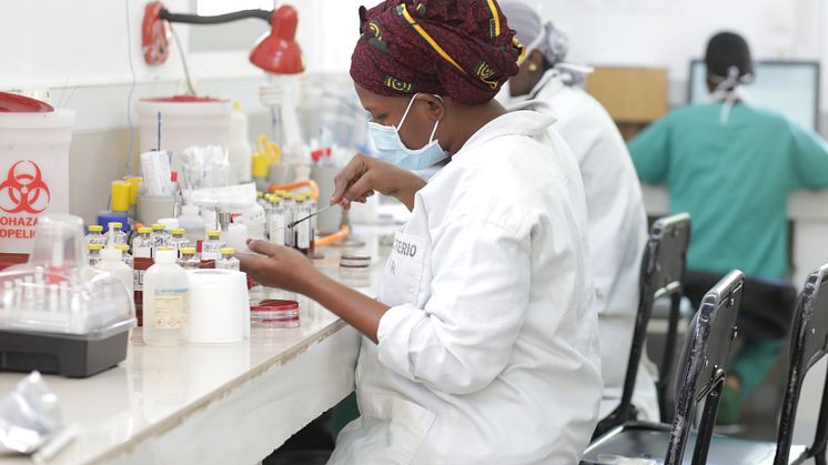 En labbtekniker i Mali analyserar bakterietest. Foto: Ismael Diallo
