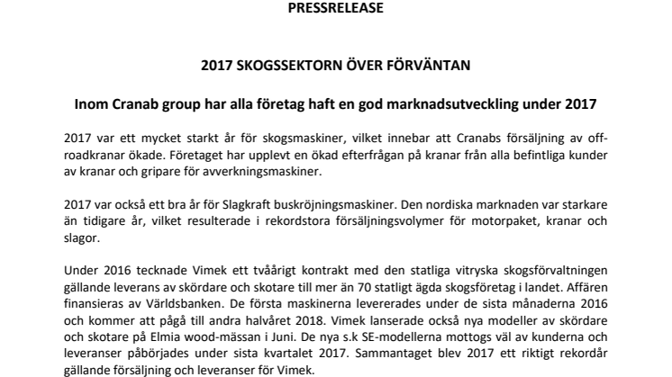 2017 SKOGSSEKTORN ÖVER FÖRVÄNTAN