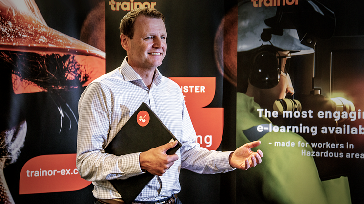 Morten Aasen, CCO at Trainor, presented Trainor's modern digital learning experience for an international audience at HazardEx Conference 2021. Photo: Trainor
