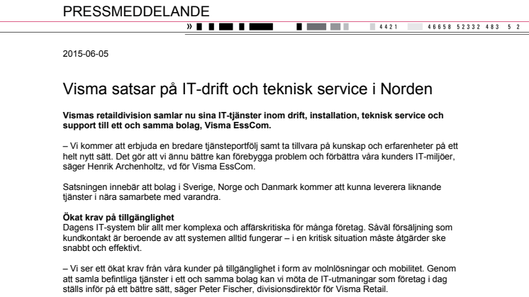 Visma satsar på IT-drift och teknisk service i Norden