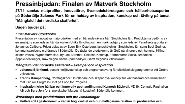 MatLust & Matverk: Mångfald i det nordiska skafferiet och finalen av Matverk Stockholm