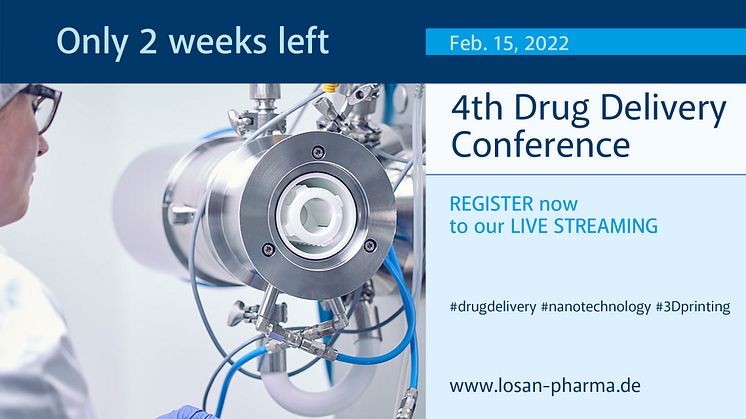 Only two weeks left - Join our virtual 4th Scientific Drug Delivery Conference