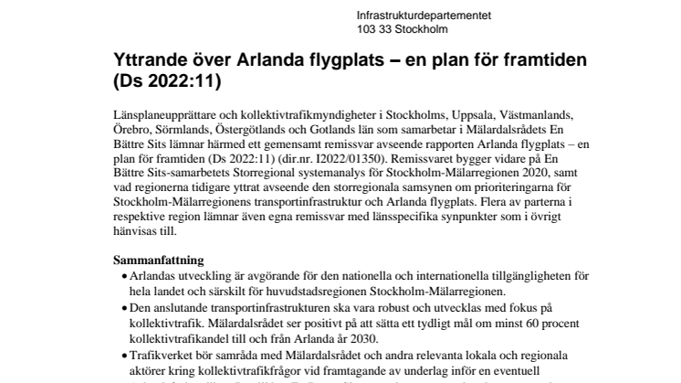 Mälardalsrådet - Remissvar på Arlanda flygplats - en plan för framtiden dir nr I2022-01350.pdf