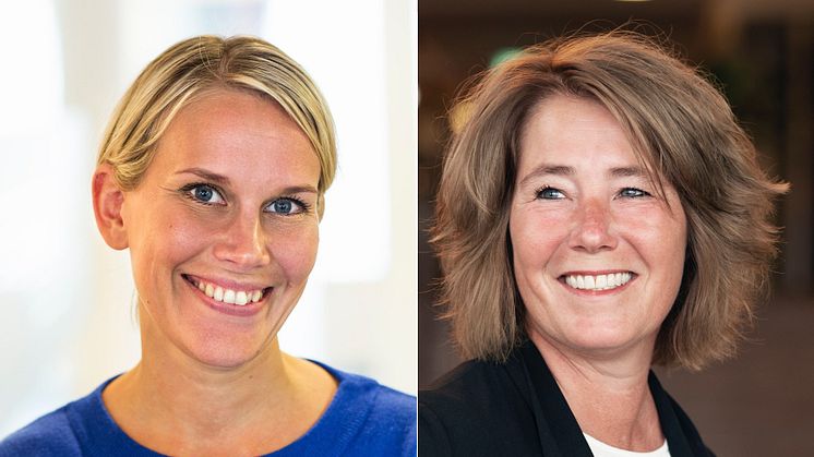 Karolina Brick, hållbarhetschef, och Johanna Frelin, vd, på Riksbyggen.