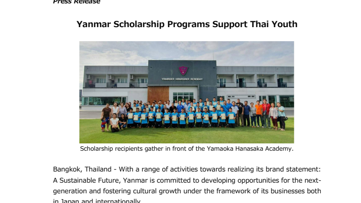 Yanmar Scholarship Programs Support Thai Youth