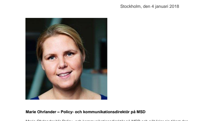 Marie Ohrlander – Policy- och kommunikationsdirektör på MSD 