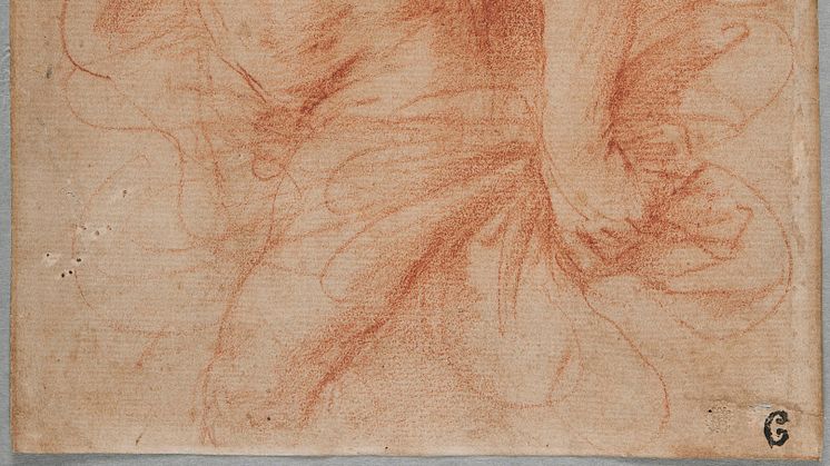 Giovanni Francesco Barbieri, called Guercino, Study for a Hercules in three-quarter-length, beginning of the 1640s. Photo: Cecilia Heisser/Nationalmuseum.  