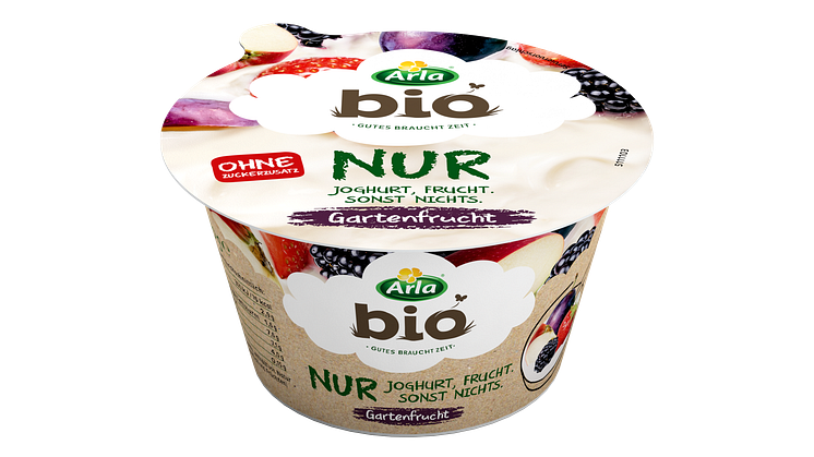  Der neue Arla Bio Fruchtjoghurt in der Geschmacksrichtung Gartenfrucht