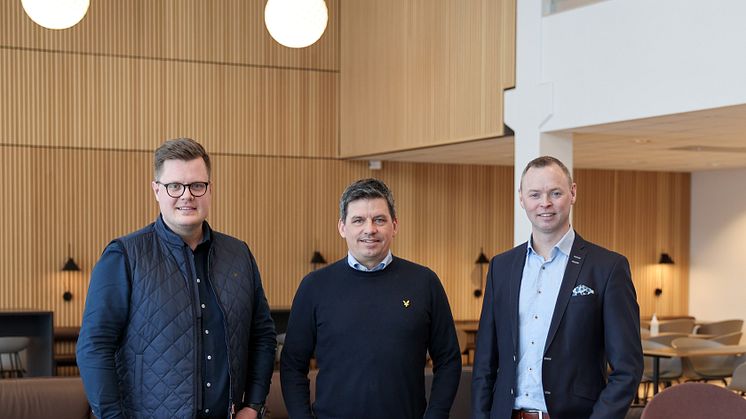 Joakim Öberg MD Wibax Logistics AB, Jonas Wiklund CEO Wibax Group AB och Tore Johnsson CEO Wibax Sweden AB