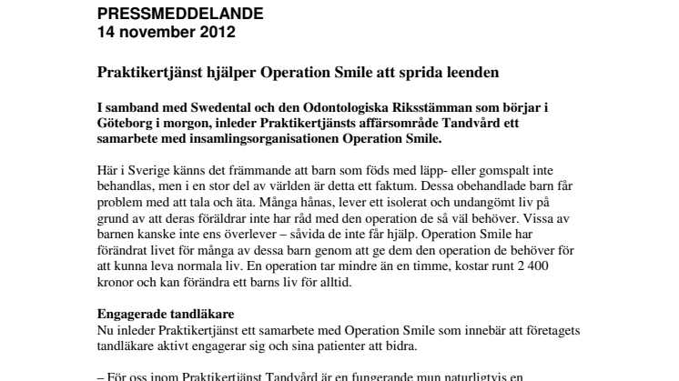 Praktikertjänst hjälper Operation Smile att sprida leenden