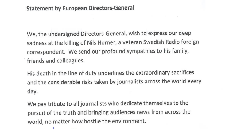 Europeiska public service-bolag hedrar journalisten Nils Horner