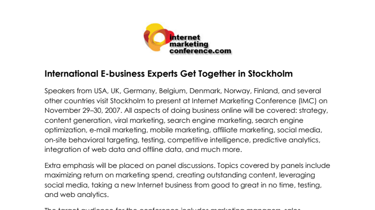 International E-business Experts Get Together in Stockholm