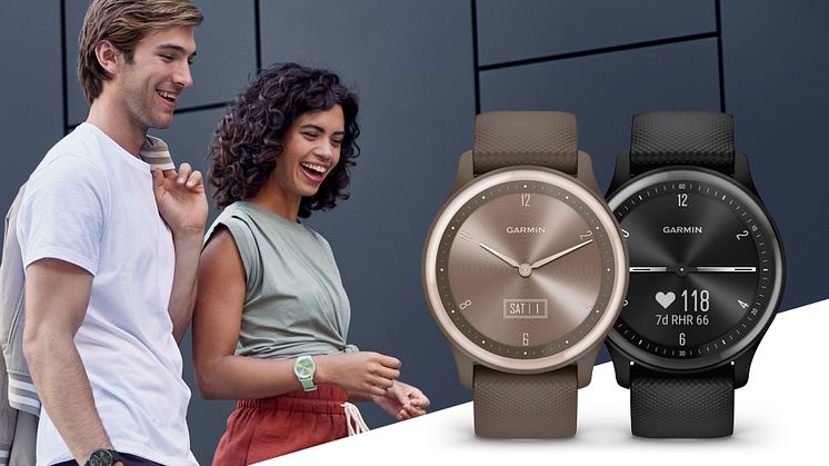 Die neue Hybrid-Smartwatch vívomove Sport von Garmin ist in vier stylischen Farben erhältlich.