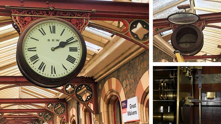 Victorian station clock restored to pride of place at Great Malvern