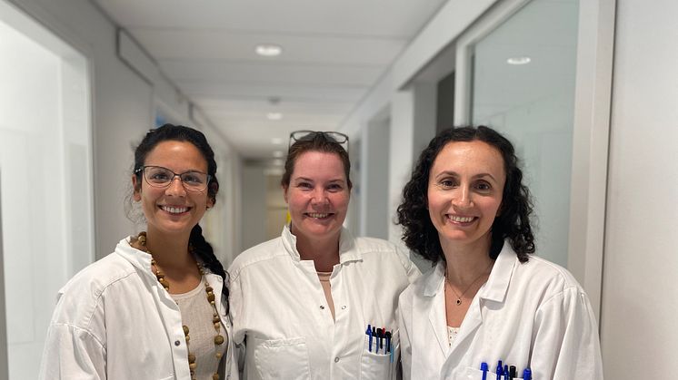 Kvalitetschef Francisca Lameiras, Sr Scientist Linda Adlerz och labbchef Sabina Botic.