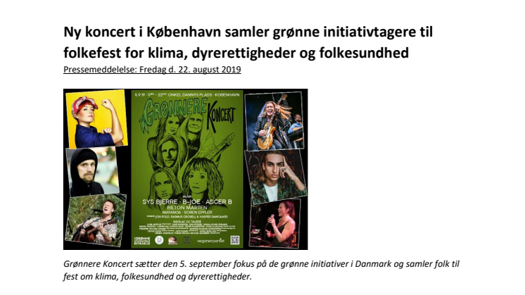 Ny koncert i København samler grønne initiativtagere til folkefest for klima, dyrerettigheder og folkesundhed