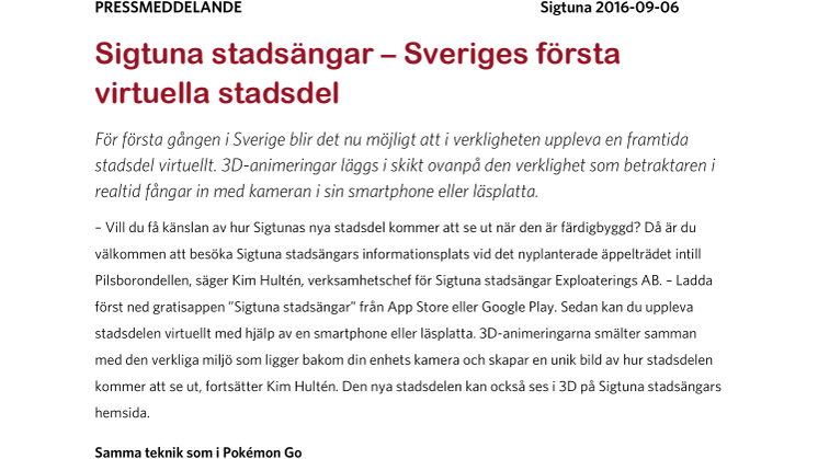 ​Sigtuna stadsängar – Sveriges första virtuella stadsdel