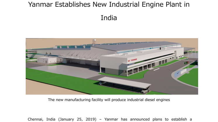 Yanmar Establishes New Industrial Engine Plant in India
