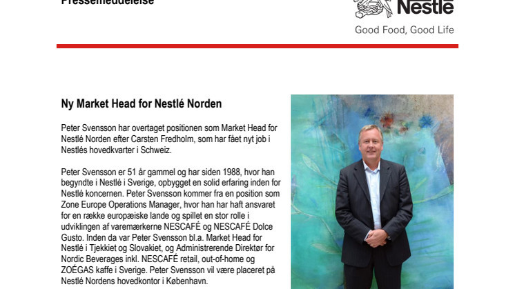 Ny Market Head for Nestlé Norden
