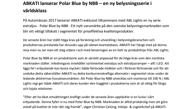 ABKATI lanserar Polar Blue by NBB – en ny belysningsserie i världsklass