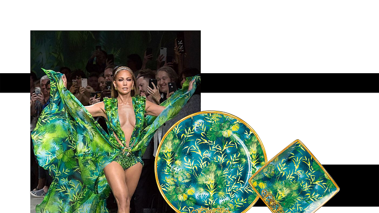Der berühmte Jungle-Print feierte nicht nur auf dem Versace-Laufsteg sein Comeback, auch als Geschenkekollektion ist es nun auf Rosenthal-meets-Versace-Porzellan verewigt. Laufstegfoto: ©Versace.