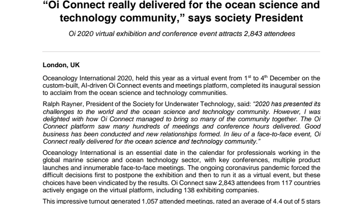 “Oi Connect really delivered for the ocean science and technology community,” says society President
