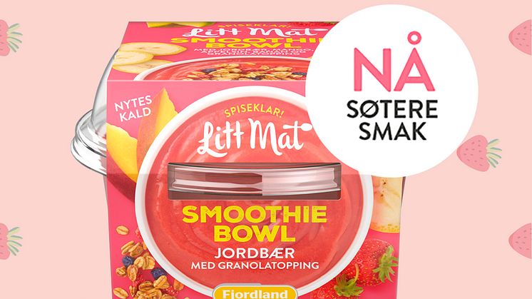 Etter ønske fra forbruker har Litt Mat Smoothie Bowl jordbær blitt søtere