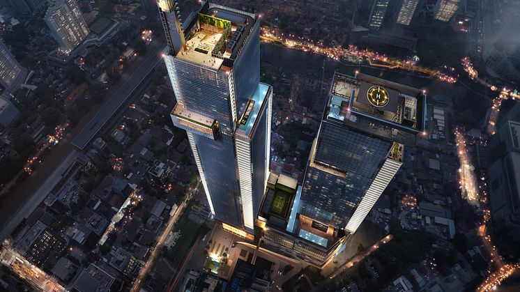 PARKROYAL Serviced Suites Jakarta (building on the right), which is located within  Thamrin Nine complex will occupy level 73 to 82