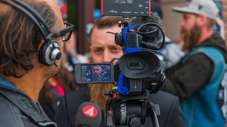 Skäggparaden på World Beard Day uppmärksammas på riksnyheterna. Foto: Andreas Fransson / Beardshop.se