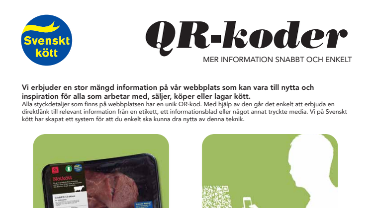 Information om Svenskt Kötts satsning på QR-koder