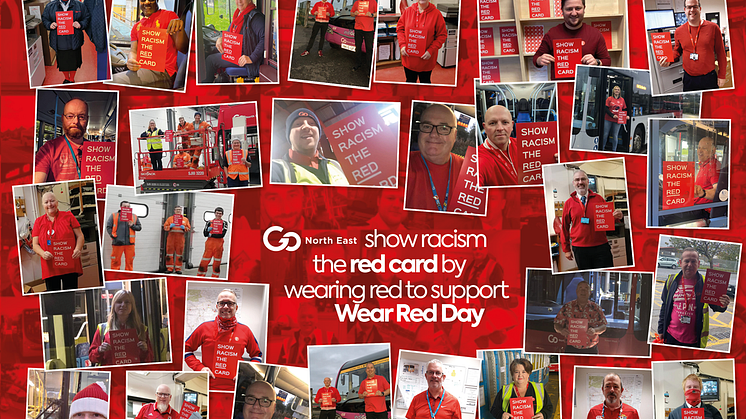Go North East wears red to support and raise money for Show Racism the Red Card’s Wear Red Day