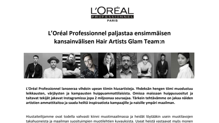 L'Oréal Professionnel ylpeänä esittelee - Hiusartistien Glam Team 2016