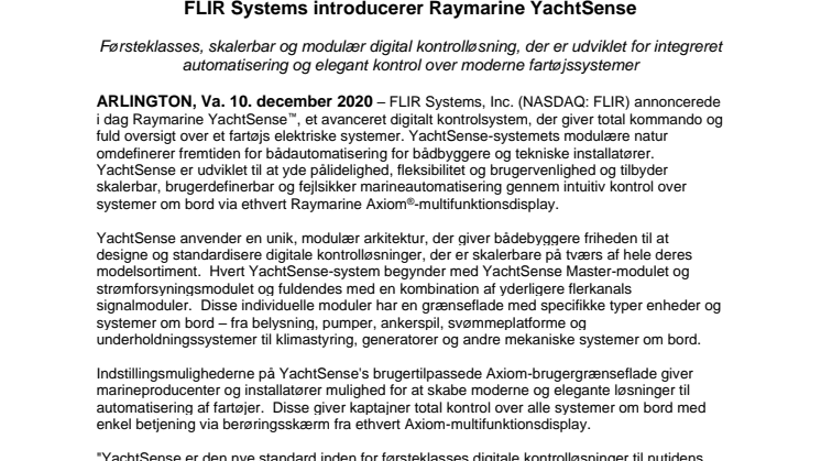 FLIR Systems introducerer Raymarine YachtSense
