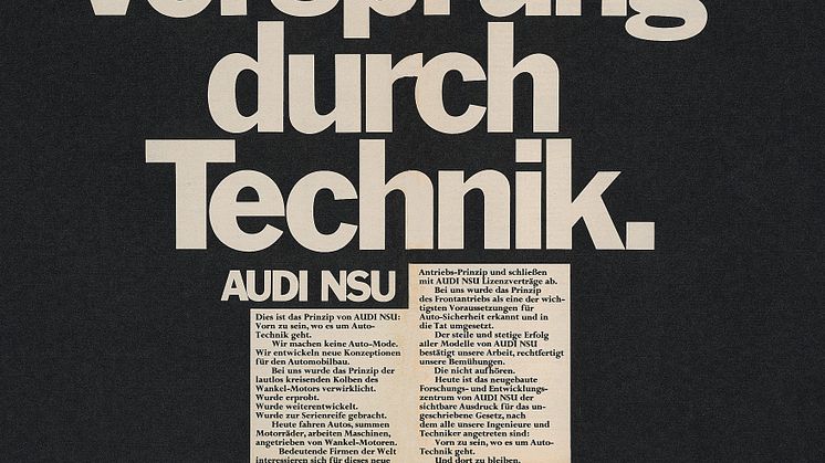 Første brug af sloganet Vorsprung durch Technik i 1971
