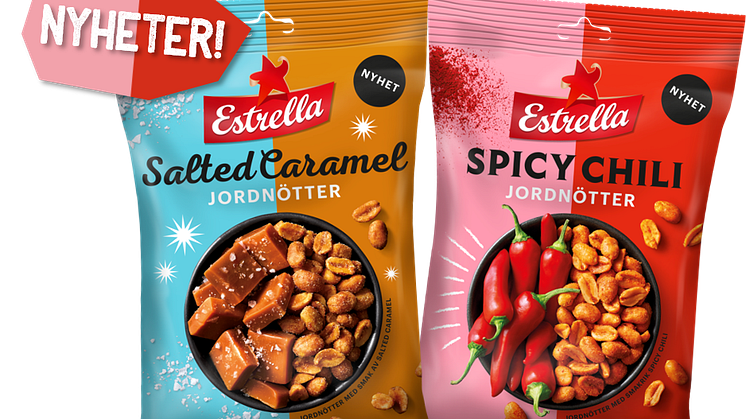 Estrella Jordnötter med smak av "Spicy Chili" och "Salted Caramel", 2019