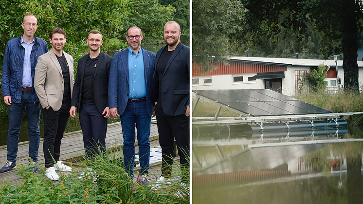 Teamet bakom Sunsurf Solar tillsammans med investerarna Fredrik Nyberg och Martin Norling.