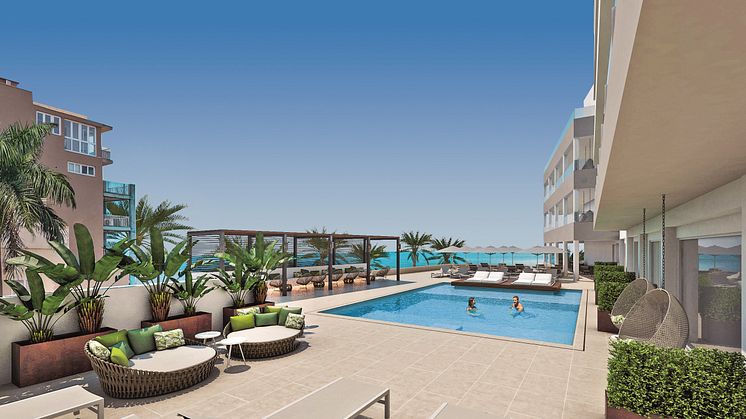 Im künftigen allsun Marena Beach liegt den Gästen das Meer zu Füßen. Das 4-Sterne- Boutiquehotel ist Teil des strategischen Ausbaus des Exklusivangebots von alltours. (Foto: alltours)