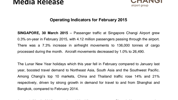 Operating Indicators for February 2015