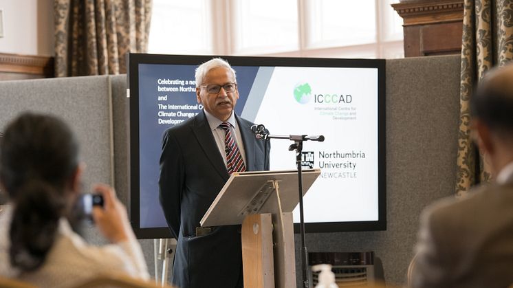 Prof Saleemul Huq of ICCCAD speaking at Northumbria University