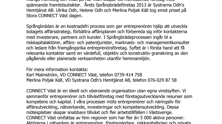 Skaraborgsföretag vald till Årets Språngbrädeföretag 2013