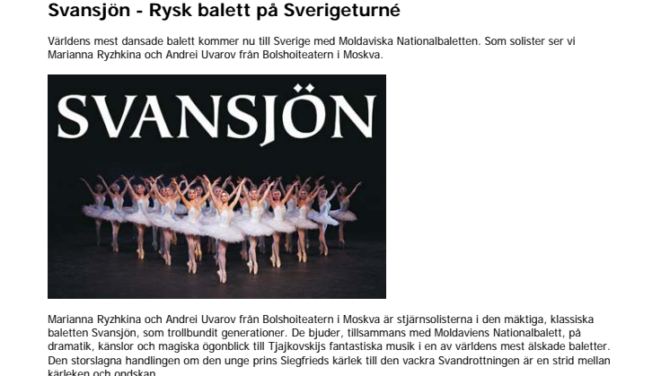 Svansjön - Rysk balett på Sverigeturné