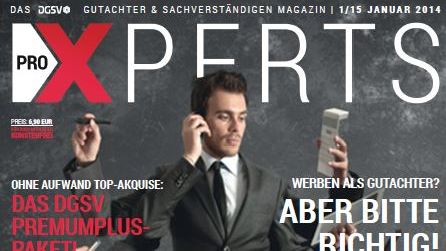 Deutsches Gutachter Magazin proXPERTS: Die neue Ausgabe Januar/2015 ist ab sofort online erhältlich! 
