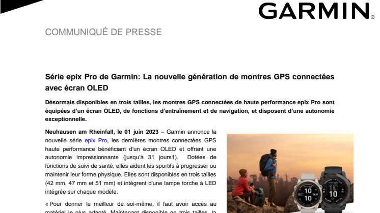 CP: Série epix Pro de Garmin: La nouvelle génération de montres GPS connectées avec écran OLED 