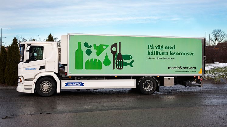 Biogasbil från KMP Kyl & Frys som distribuerar för Martin & Servera i Stockholm