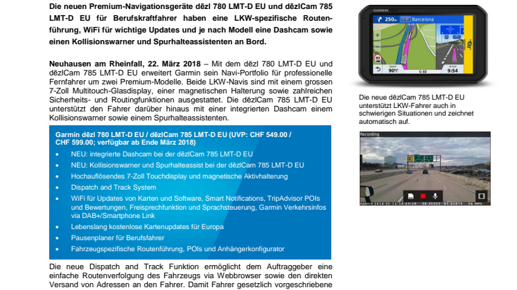 Zuverlässige LKW-Beifahrer: Garmin dēzl 780 LMT-D EU und dēzlCam 785 LMT-D EU