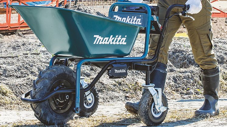 Makita lanserar 18V batteridriven skottkärra för enklare hantering av tung last