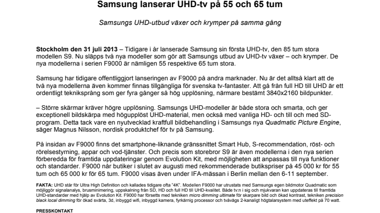 Samsung lanserar UHD-tv på 55 och 65 tum 