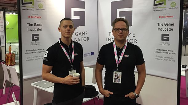 Fredrik Örneblad och Petri Ahonen, affärsutvecklare på Gothia Innovation AB, representerar The Game Incubator tillsammans med fem spelbolag.