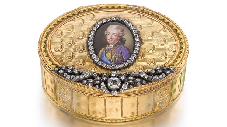 Gold box à deux couleurs with portrait of Gustav III, c.1778. Photo: Sotheby’s.