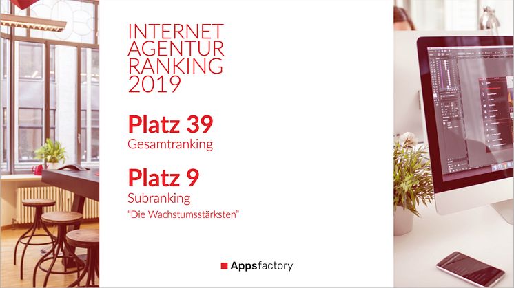 ​Internetagentur-Ranking 2019: Appsfactory springt um 11 Plätze nach oben